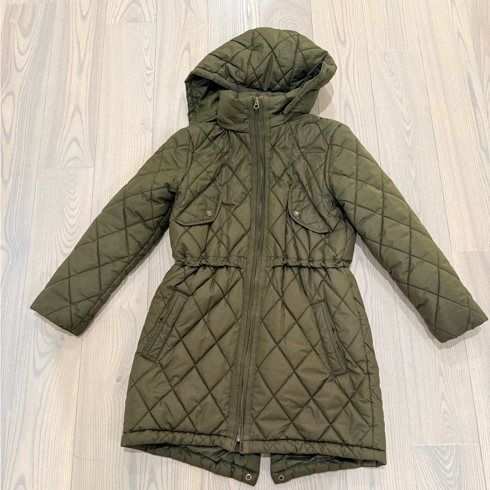 Polo by Ralph Lauren Olive Green Quilted Hooded Puffer Coat